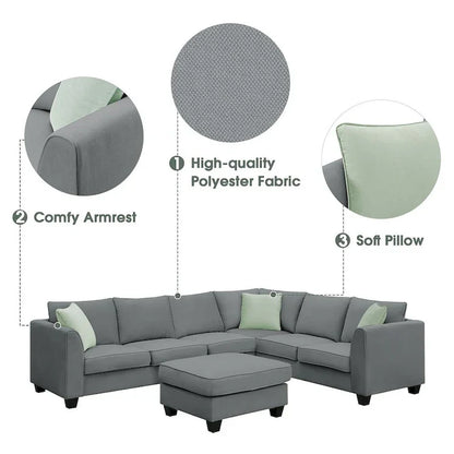 Versatile Reversible Sectional Sofa with Ottoman - Flexible Combination Module