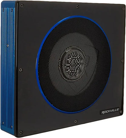 Rockville RW10CA 10″ 800 Watt Slim Low Profile Powered Car Subwoofer, Black