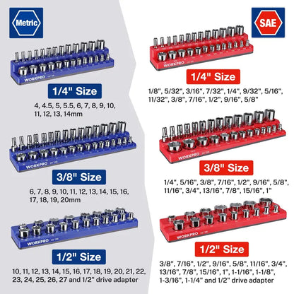WORKPRO Magnetic Socket & Wrench Organizer Set — 8-Piece, Multi-Drive Sizes (Sockets/Wrenches Not Included)