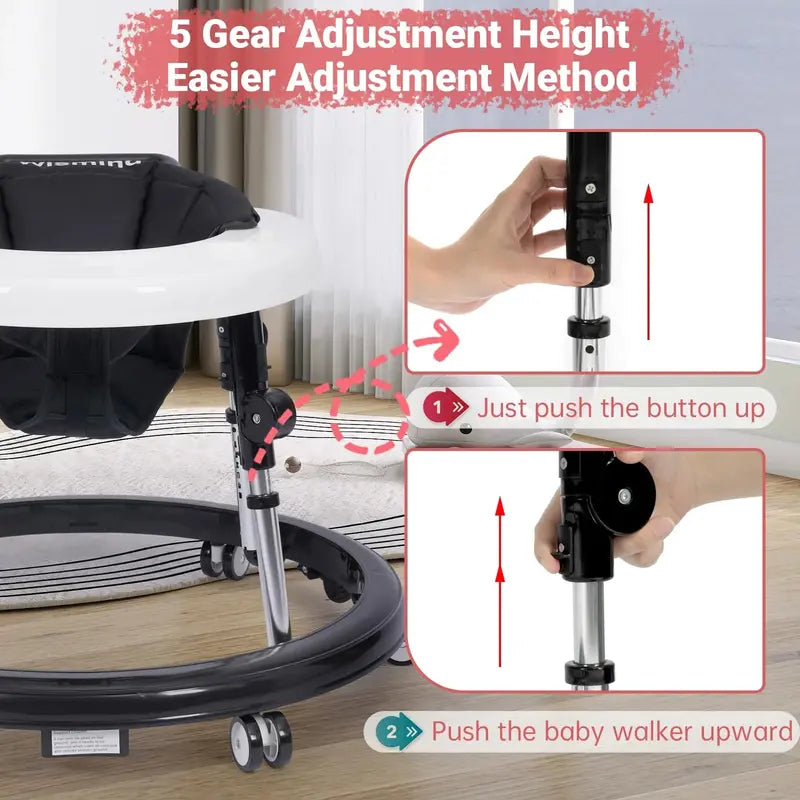 Wismind Foldable Baby Walker with Light-Up Piano Keys and Soothing Melodies