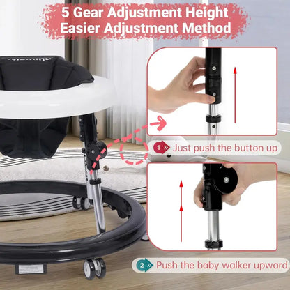 Wismind Foldable Baby Walker with Light-Up Piano Keys and Soothing Melodies