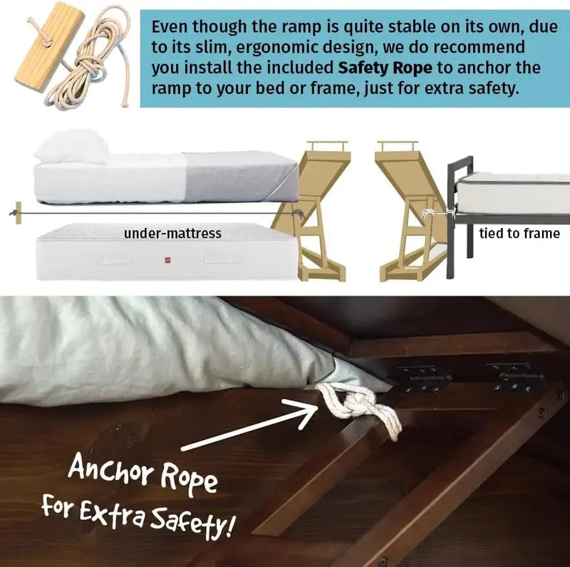 Dog Ramp for Beds  Height-Adjustable Pet Stair Alternative (up to 37″) with Safety Rails & Non-Slip Surface, Hardwood Construction, North America Made