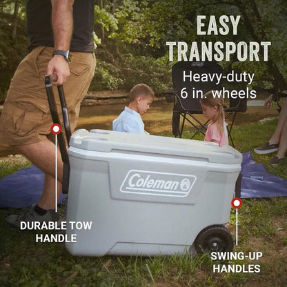 Coleman Classic 100-Quart Wheeled Cooler — Insulated Hard-Sided Design, Leak-Resistant, Ice Retention Up to 5 Days