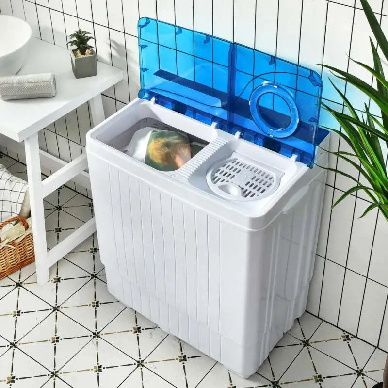 26-LB Portable Twin-Tub Washer Dryer  Compact 2-in-1 Unit with Drain Pump for RVs & Apartments