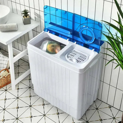 26-LB Portable Twin-Tub Washer Dryer  Compact 2-in-1 Unit with Drain Pump for RVs & Apartments