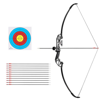 55 lb Recurve Bow & Arrow Set  Fiberglass Arrows Included, Everfit Youth/Adult Archery Kit