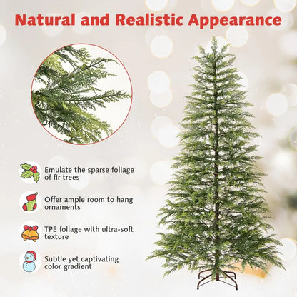 6.5- or 7.5-Foot Hinged Sparse Fir Tree  Multicolor LED Lights and Space-Saving Design