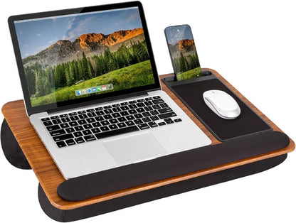 Ergonomic Lap Desk for Remote Work Featuring Integrated Mouse Pad, Cushion & Device Slot