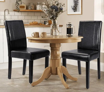 Lacoo Set of 4 Urban Style PU Leather Dining Chairs with Wood Legs, Black