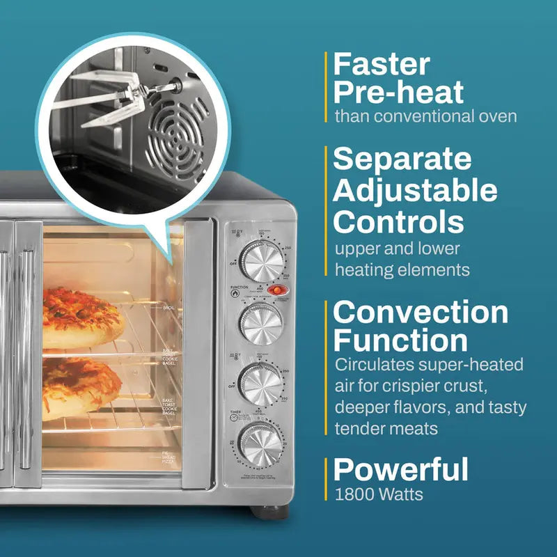 Elite Gourmet 47.5-Quart Convection Oven  18-Slice Capacity, 4-Function Control Knobs