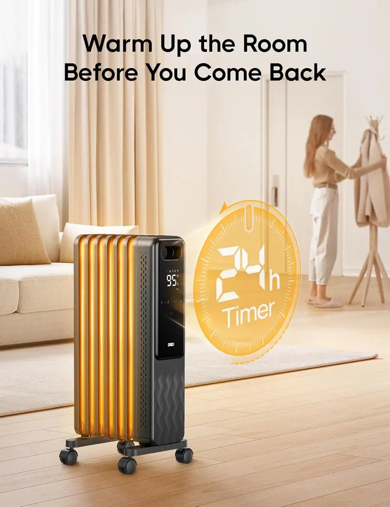 Dreo Oil-Filled Radiator Heater | 1500W Quiet Indoor Electric Heater with Remote, Child Lock, 4 Heat Modes, 24-Hour Timer, Digital Thermostat & Dual Safety Protection