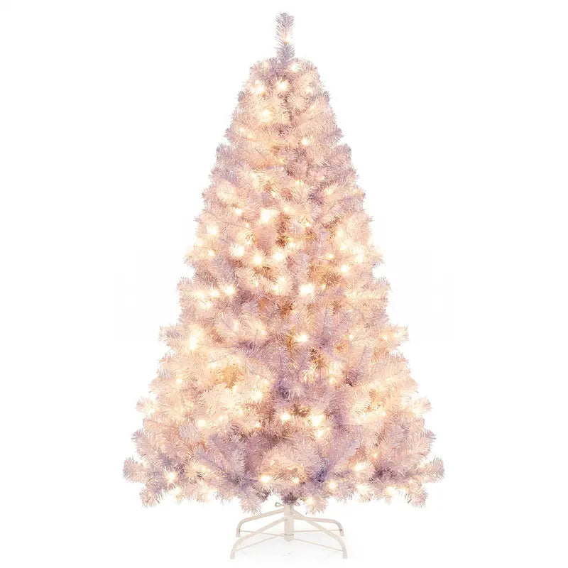6-Foot or 7.5-Foot Pre-Lit Tinsel Christmas Tree with Warm White LED Illumination