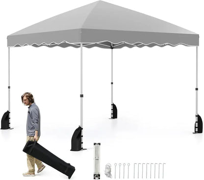 10′ x 10′ Instant-Setup Canopy Tent with Rolling Carry Bag for Easy Transport