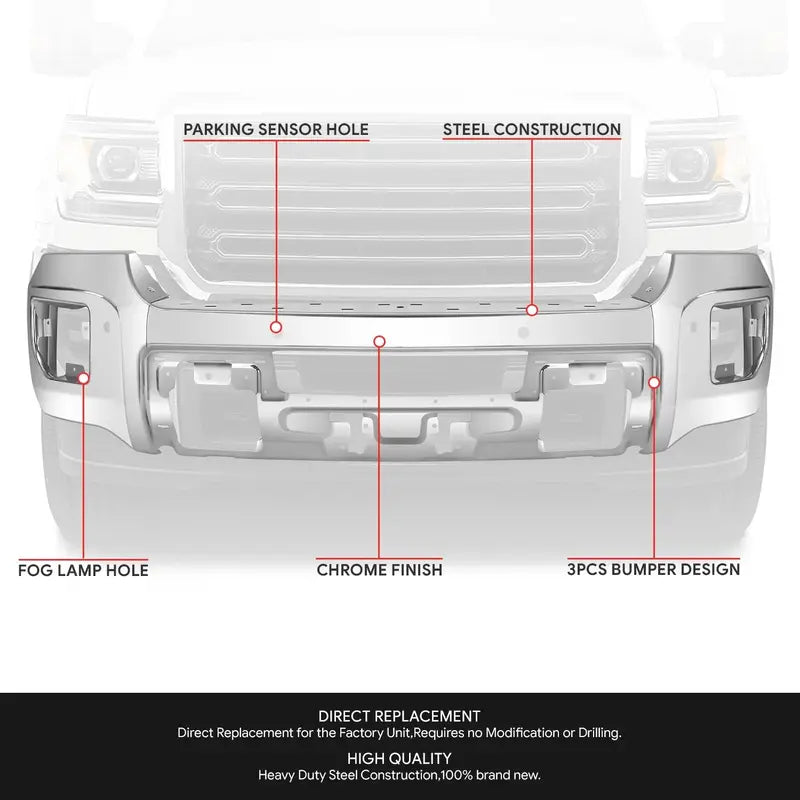 Modular Front Bumper for 20152019 GMC Sierra 2500/3500 HD  With Parking Sensor Mounting Holes