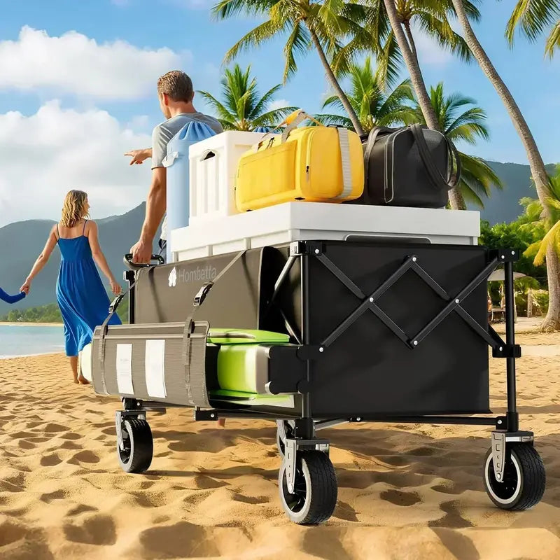 Extra-Large 48″ Heavy-Duty Folding Cart  560 lb Capacity, 350L Volume, Brake-Enabled Utility Wagon