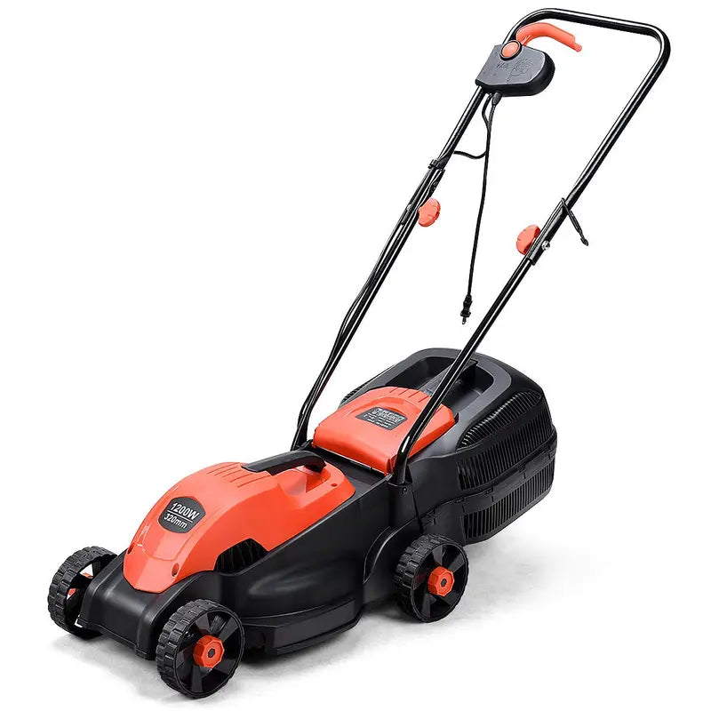 14-Inch Corded Electric Lawn Mower  12-Amp Push Mower with Grass Bag & Foldable Handle