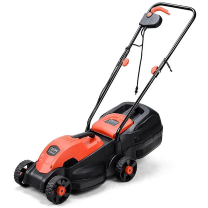 14-Inch Corded Electric Lawn Mower  12-Amp Push Mower with Grass Bag & Foldable Handle