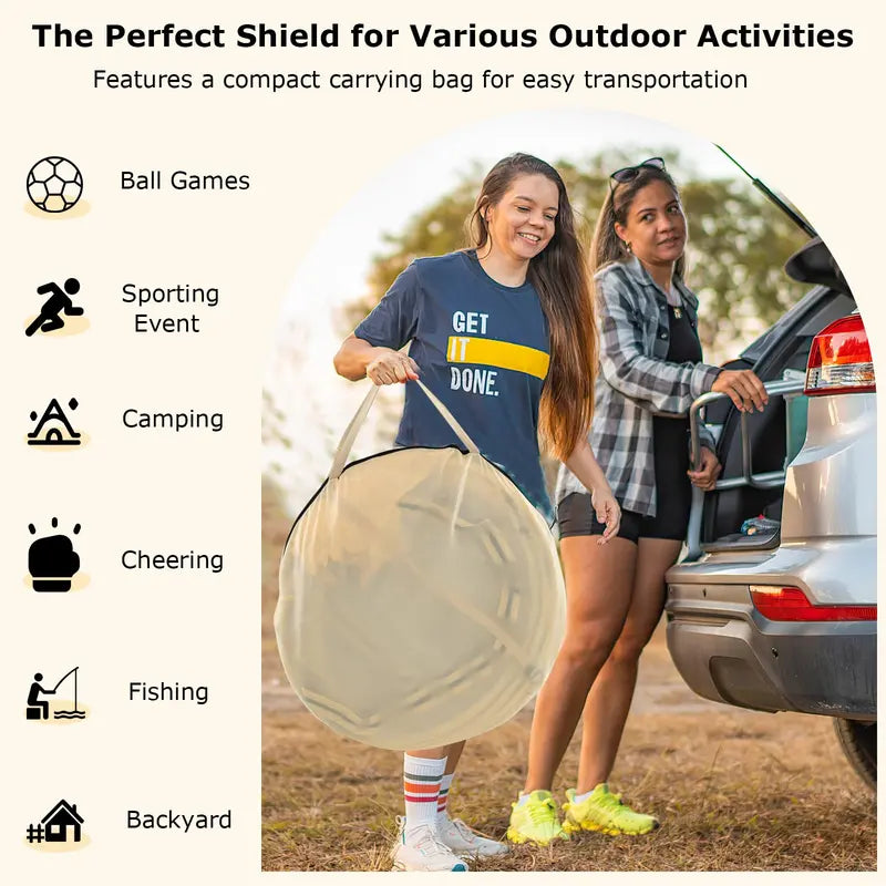 Pop-Up Sports Tent  4.2 ft x 4.2 ft Weather-Resistant Pod for 12 People with Carry Bag & Floor Mat