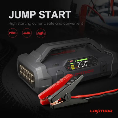 2000A Jump Starter Power Bank  20000mAh 12V Booster with 150 PSI Air Compressor & Emergency Light