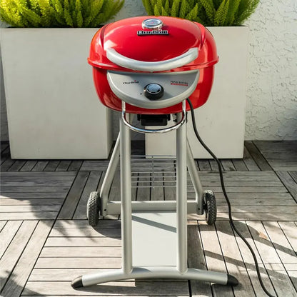 Compact Red Electric Grill for Indoor and Outdoor Cooking