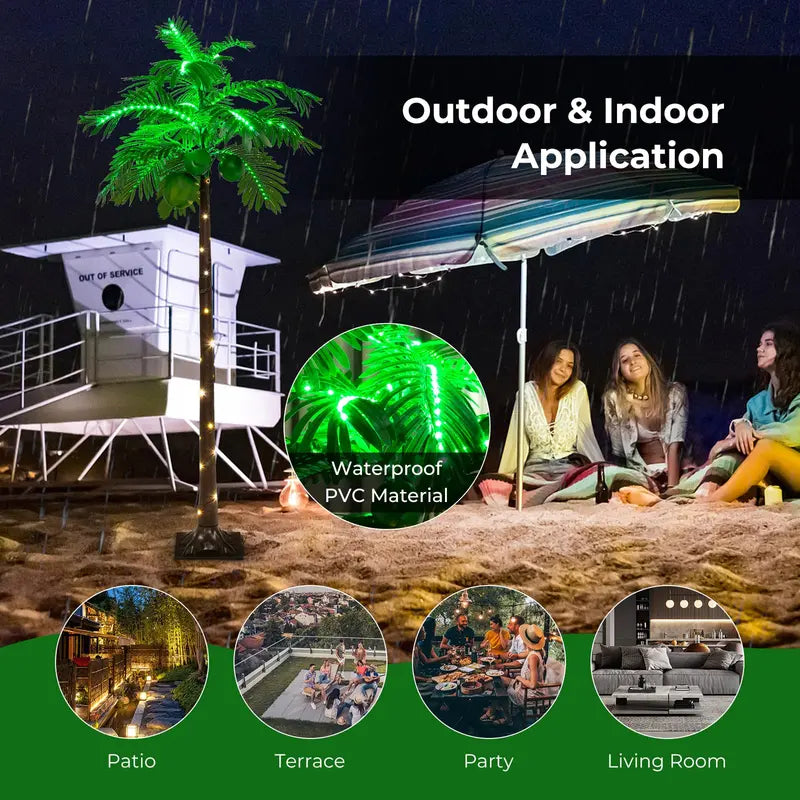 6-Foot Outdoor Lighted Tropical Palm Tree with 309 Energy-Efficient LED Lights