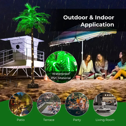 6-Foot Outdoor Lighted Tropical Palm Tree with 309 Energy-Efficient LED Lights