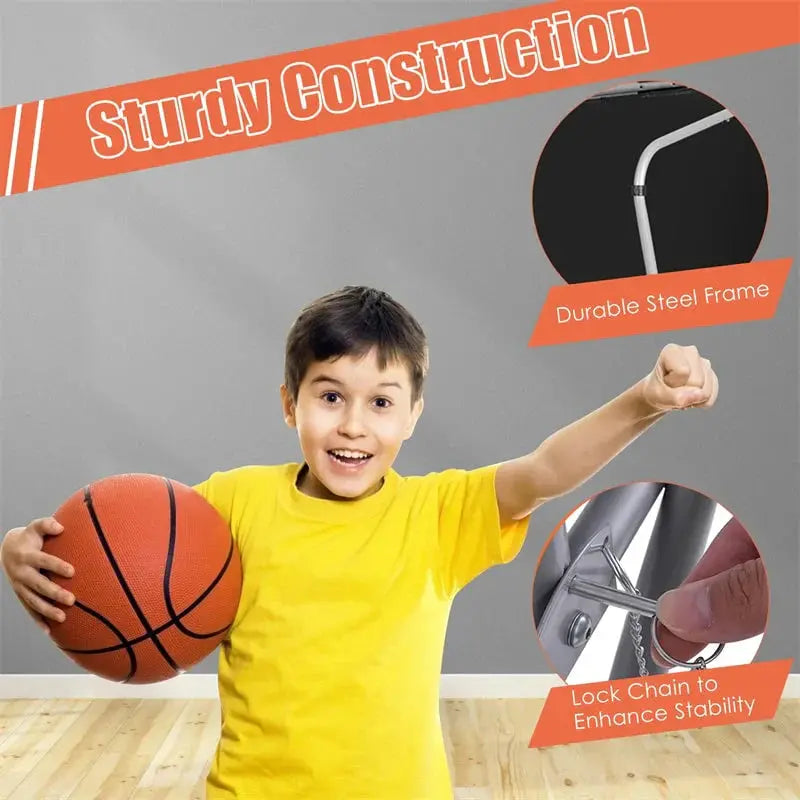 Foldable Indoor Basketball Arcade Game  Electronic Double-Shot LED Scorer with Four Balls
