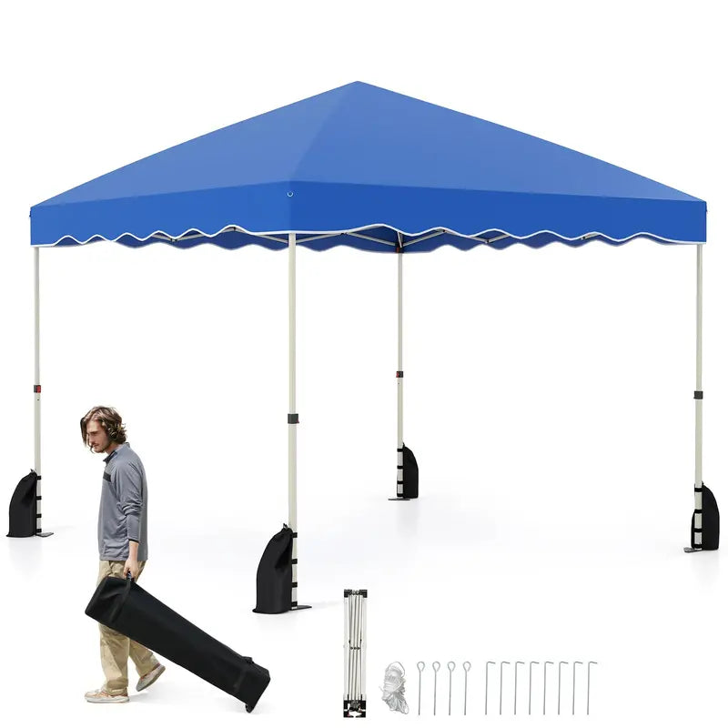10′ x 10′ Instant-Setup Canopy Tent with Rolling Carry Bag for Easy Transport