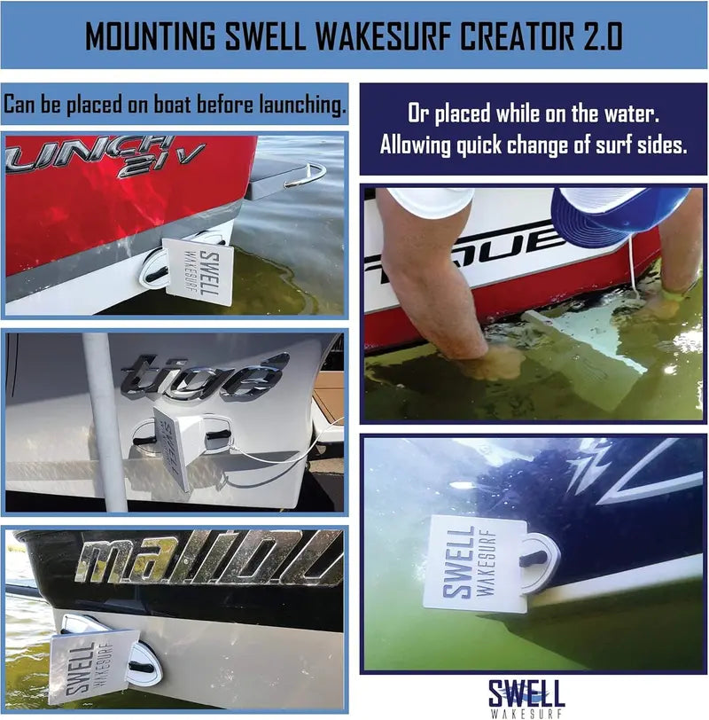 SWELL Wakesurf Creator FBA_1FT  Durable White Wave Generator for Inboard Boats with Easy Hook & Loop Installation