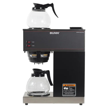 BUNN VPR-2GD Commercial Pourover Coffee Brewer  12-Cup Capacity, Dual Warmers, Two Glass Decanters, Black