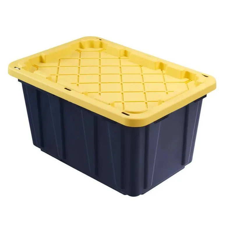 HDX 27-Gallon Stackable Storage Tote  Black Body with Yellow Lid, Waterproof, Durable, Sold in 5-Pack