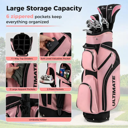 Women’s Complete Golf Club Set — 9-Piece Starter Kit with Rolling Cart Bag