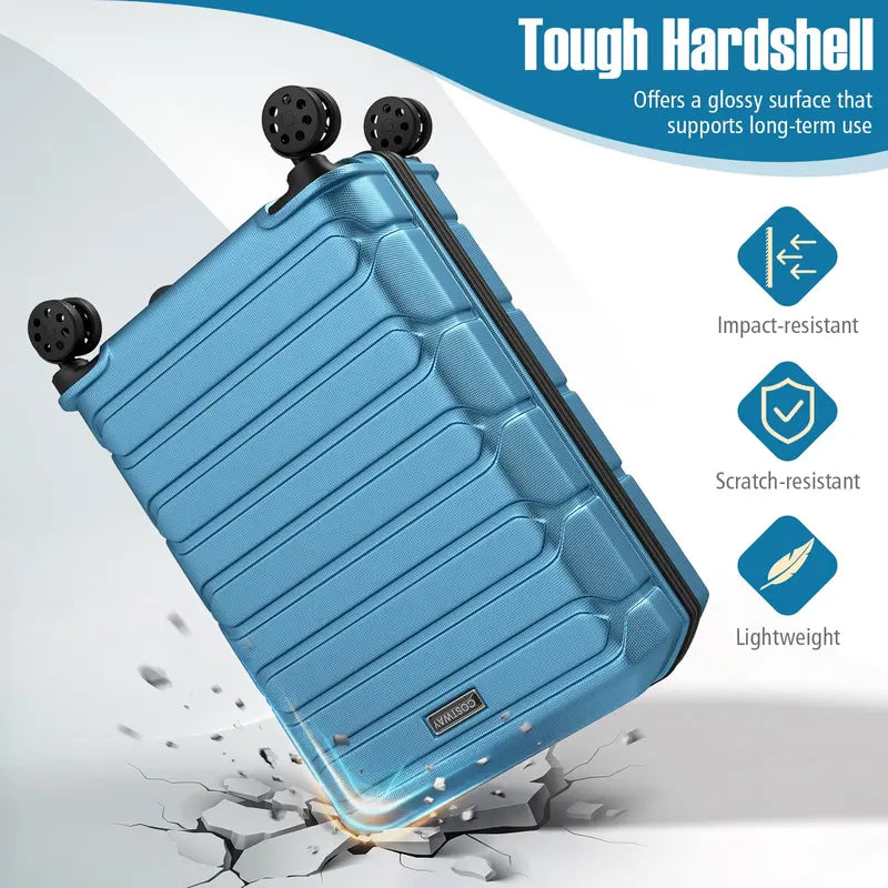 Lightweight 3-Piece Hardshell Spinner Luggage Set — 20/24/28 Inch (Classic Cross Stripe Design)