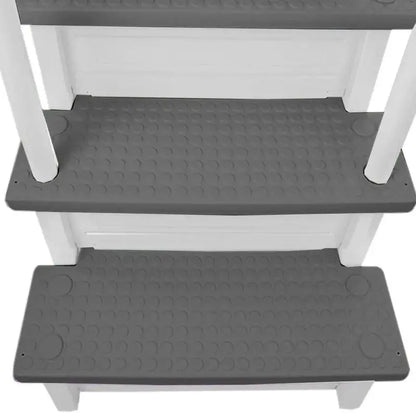 Non-Slip Pool Entry Steps  Grey Aluminum Stairs for Above-Ground Pools, 122137 cm Installation Height, 136 kg Max Load