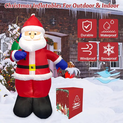 Danxilu 8 FT Christmas Inflatable Santa Train with LED Lights, Outdoor Waterproof Decoration for Yard, Garden, Lawn, Patio