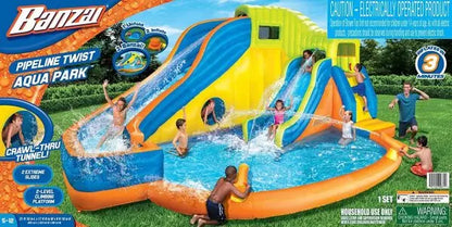 Banzai Pipeline Twist Inflatable Water Park  Kids’ Backyard Splash & Slide Set
