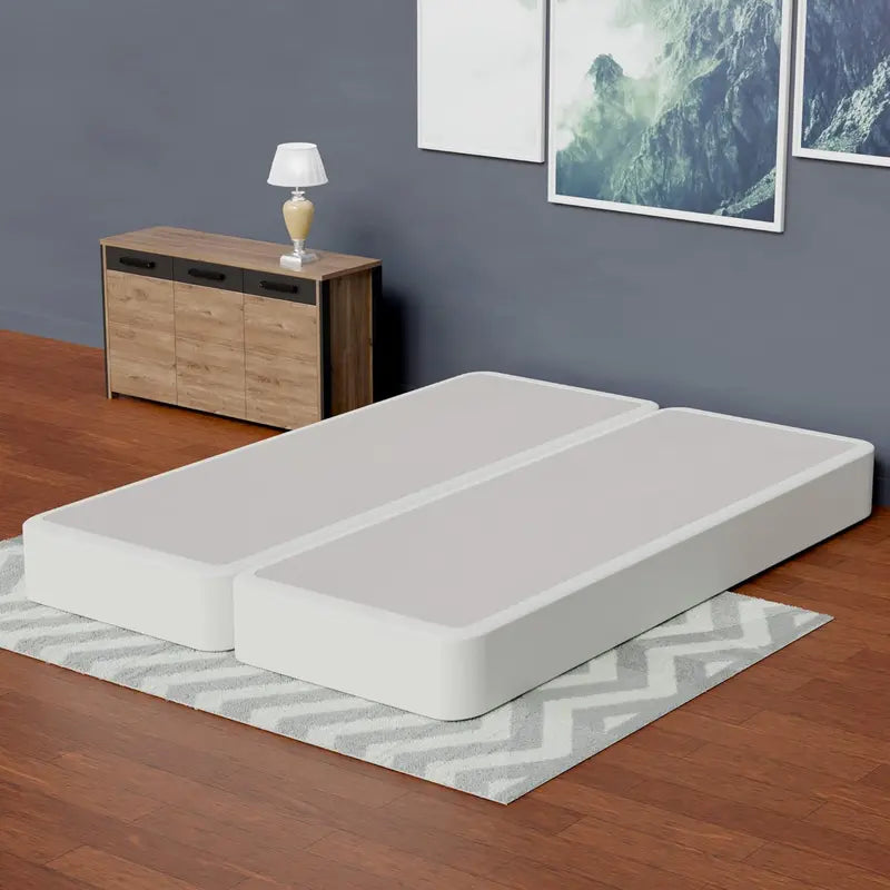 Hollywood Queen Foundation  Low-Profile Split Wood Box Spring in Beige, Durable & Bed Frame Compatible