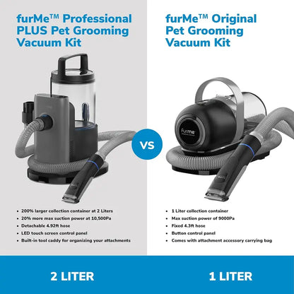 Professional Pet Grooming Vacuum Kit — 5-Tool Canister System, 2L Capacity, Universal Fur Collection for Cats & Dogs
