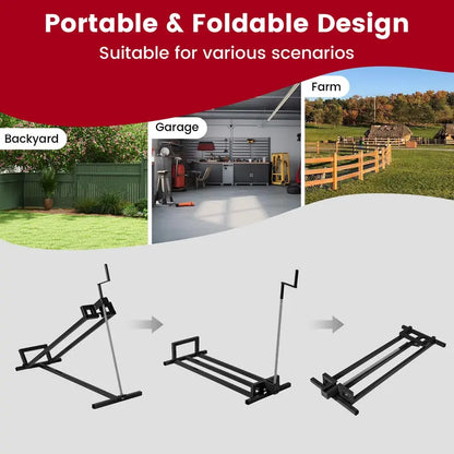 880-Pound Capacity Folding Lawn Mower Lift with Manual Handle and Adjustable Height