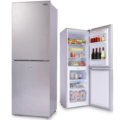 Gecko 160L Portable Fridge-Freezer  12V/24V/240V Dual-Power Upright Cooler for Caravans & Motorhomes (Silver)
