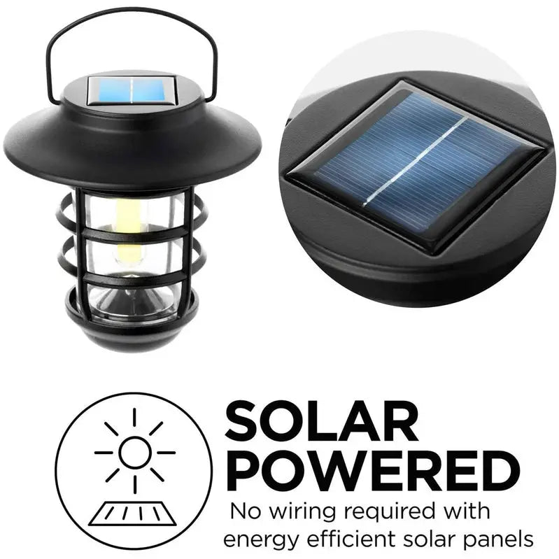 Home Zone Security Solar-Powered Outdoor Wall Lantern  Decorative Glass Design, No Wiring Required