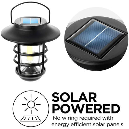 Home Zone Security Solar-Powered Outdoor Wall Lantern  Decorative Glass Design, No Wiring Required