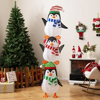 Lighted Penguin Holiday Decor  Charming Animated Figures with Warm White LEDs & Festive Hats