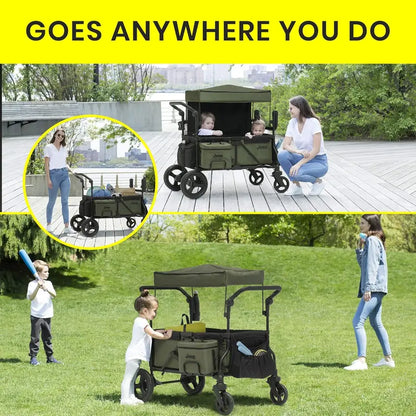 Delta Children Jeep Deluxe Wrangler 3-in-1 Stroller Wagon  Black/Green with Cooler & Organizer
