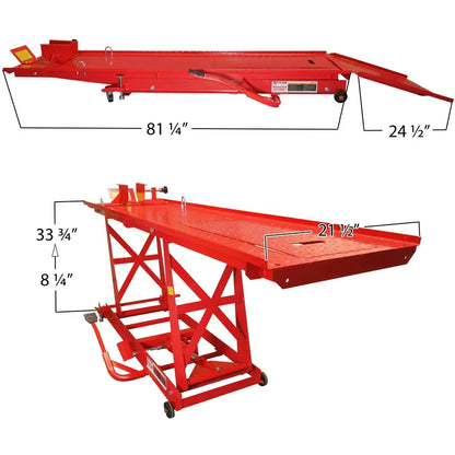 Heavy-Duty Hydraulic Motorcycle Lift Table  1,000-Pound Capacity, Extra-Long Platform