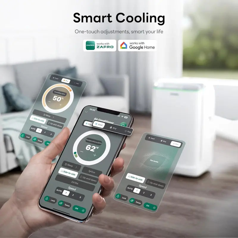 ZAFRO 8,000 BTU Portable AC Unit  4-Mode Energy-Efficient Cooler with Remote, 24-Hour Timer, Ideal for Bedrooms & Dorms, White Design
