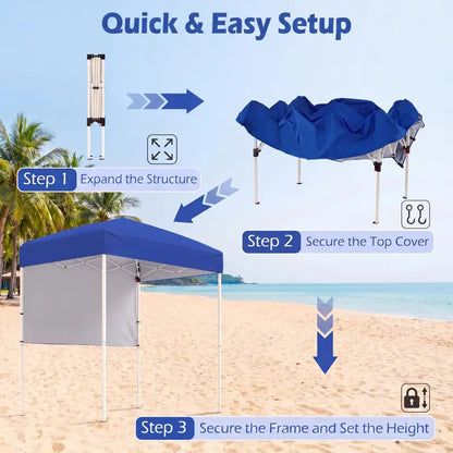 6 x 4-Foot Pop-Up Canopy  UPF 50+ Sun-Shade Tent with Quick-Setup Design & Half Sidewall