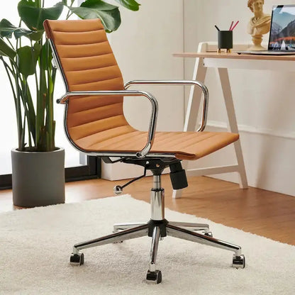 LUXMOD Ribbed Ergonomic Office Chair  Breathable Mesh Back & Adjustable Seat
