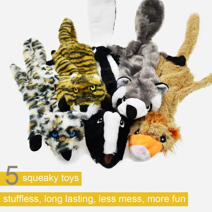 LECHONG 5 Pack No Stuffing Squeaky Dog Toy, Plush Dog Toys for Puppy, Durable Dog Chew Toys for Small Medium Large Dogs