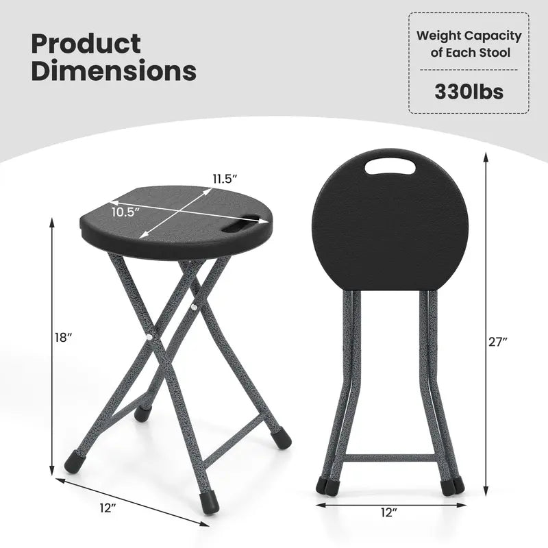 Collapsible Round Folding Stool with Carry Handle — Ideal for Fishing, Hiking & Gardening
